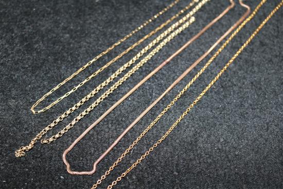 4 x 9ct gold chains (a.f.)